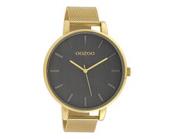 OOZOO Timepieces - Goudkleurige horloge met goudkleurige metalen mesh armband - C10219