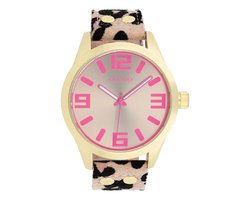 OOZOO Timepieces - Goudkleurige horloge met leren band - C1099