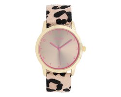 OOZOO Timepieces - Goudkleurige horloge met leren band - C11374