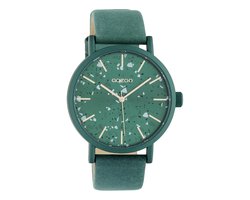 OOZOO Timepieces - Groene horloge met groene leren band - C10411