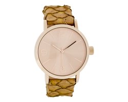 OOZOO Timepieces - Rosé goudkleurige horloge met bruine leren band - C7575