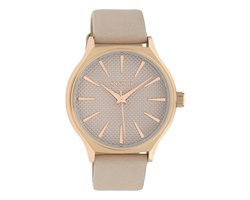 OOZOO Timepieces - Rosé goudkleurige horloge met oud roze leren band - C10106