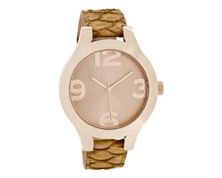 OOZOO Timepieces - Rosé goudkleurige horloge met oud roze leren band - C7597