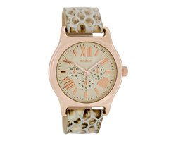 OOZOO Timepieces - Rosé goudkleurige horloge met zand leren band - C7613