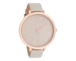 OOZOO Timepieces - Rosé goudkleurige horloge met zand leren band - C9676
