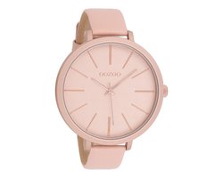 OOZOO Timepieces - Roze horloge met poeder roze leren band - C9675