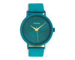 OOZOO Timepieces - Viridiaan groene horloge met viridiaan groene leren band - C10581 - Ø42