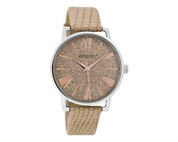 OOZOO Timepieces - Zilverkleurige horloge met zand leren band - JR301