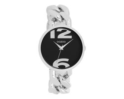 OOZOO Timepieces - Zilverkleurige OOZOO horloge met zilverkleurige grove schakelarmband - C11261