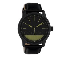 OOZOO Timepieces - Zwarte horloge met zwarte leren band - C10309