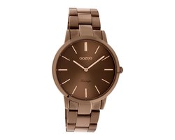 OOZOO Vintage series - Bruine horloge met bruine roestvrijstalen armband - C20106 - Ø38