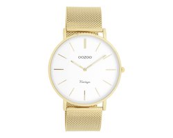 OOZOO Vintage series - goudkleurige horloge met goudkleurige metalen mesh armband - C9908 - Ø44