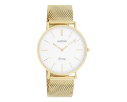 OOZOO Vintage series - goudkleurige horloge met goudkleurige metalen mesh armband - C9909 - Ø40