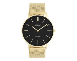OOZOO Vintage series - goudkleurige horloge met goudkleurige metalen mesh armband - C9912 - Ø44