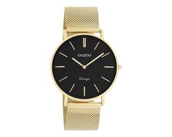 OOZOO Vintage series - goudkleurige horloge met goudkleurige metalen mesh armband - C9913 - Ø40