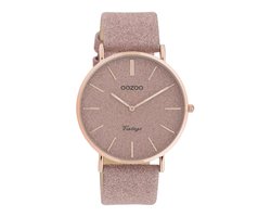 OOZOO Vintage series - rosé goudkleurige horloge met oud roze leren band - C20161 - Ø40