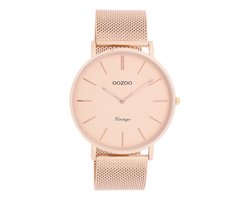 OOZOO Vintage series - rosé goudkleurige horloge met rosé goudkleurige metalen mesh armband - C9920 - Ø44