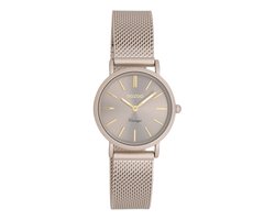 OOZOO Vintage series - Taupe horloge met taupe metalen mesh armband - C20339
