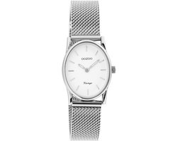 OOZOO Vintage series - zilverkleurige horloge met zilverkleurige metalen mesh armband - C20256