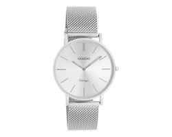 OOZOO Vintage series - zilverkleurige horloge met zilverkleurige metalen mesh armband - C9906 - Ø36