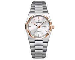 Poedagar Dameshorloge - Polshorloge - Horloge - Horlogedoos - Vrouwen - Zilver, Rosé & Wit- Polsband zilver - Roestvrij Staal