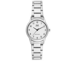 Q&Q QA39J204Y - Horloge - Analoog - Dames - Vrouwen - stalen band - Rond - Metaal - Cijfers - Zilverkleurig - Wit - 3ATM
