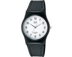 Q&Q VP34J023Y - Horloge - Sport - Analoog - Dames - Vrouwen - Plastic band - Rond - Kunststof - Cijfers - Zwart - Wit - 10ATM