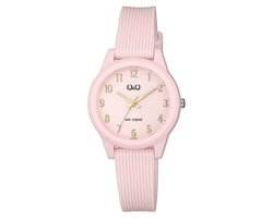 Q&Q VS13J005Y - Horloge - Sport - Analoog - Dames - Vrouwen - Plastic band - Rond - Cijfers - Kunststof - Roze - Goudkleurig - 10 ATM