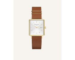 Rosefield The Boxy Dames Horloge - Goud Bruin Ø26 X 28mm - QSCG-Q029