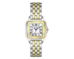 Scottie Dames Horloge ZilverGoudkleurig | Vierkant Horloge | Trendy Dames Horloge | Horloges | Luxe Geschenkdoos |