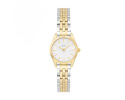 The Jewellery Salon Elegant Dameshorloge | Luxe & Tijdloos Design - Roestvrij Staal - Zilver & Goud kleurig - 19cm -