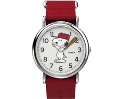 Timex Peanuts Snoopy Weekender TW2R41400 Horloge - Nylon - Rood - Ø 38 mm