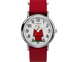 Timex Peanuts Weekender Snoopy Dog House TW2Y31200 Horloge - Textiel - Rood - Ø 38 mm