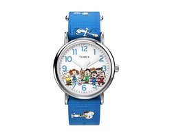 Timex Timex Weekender X Peanuts Gang's All Here Kwarts Analoog Horloge Blauw Case: 100% Low Lead Brass | Armband: 100% Fabric 38 mm TW2W19400VV