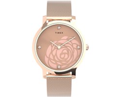 Timex Transcend Quartz Analoog Horloge Roségoudkleurig Case: 100% Low Lead Brass | Armband: 100% Stainless Steel 31 mm TW2U98100AJ