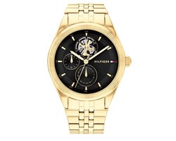 Tommy Hilfiger TH1782717 MONICA Dames Horloge - Mineraalglas - Staal - Goudkleurig - 38 mm breed - Quartz - Vouw/Vlindersluiting - 3 ATM (spatwater)