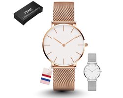 Tyme Ibiza Dames Horloge - 36mm Wit/Zilver - Goed Leesbaar -Horloges voor Vrouwen & Meisjes - Polshorloge - Uurwerk - met Cadeauverpakking