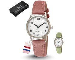 Tyme Santorini Dames Horloge - 27mm Wit/Roze - Horloges voor Vrouwen & Meisjes - Polshorloge - Uurwerk - met Cadeauverpakking