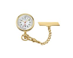 Verpleegster horloge met datum aanduiding van de merk Adora goudkleurig met witte wijzerplaat