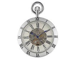 Vintage Zakhorloge Deluxe Mechanisch Zilver – Met ketting - Mechanisch zakhorloge met handmatige opwinding