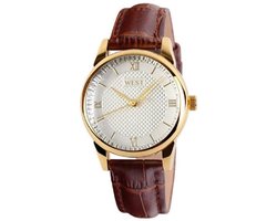 West Watches Model Amsterdam basic dames horloge analoog - lederen band - 30 mm - bruin / goudkleurig