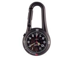 Zakhorloge met karabijnhaak Unisex Glow in the Dark Japans Uurwerk Stealth Black Edition