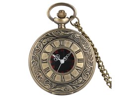 Zakhorloge Quartz Brons – Pocket watch Met ketting - Quartz zakhorloge met cijfers