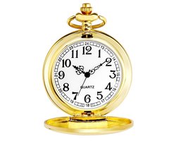 Zakhorloge Quartz Goud – Pocket watch Met ketting - Quartz zakhorloge met cijfers