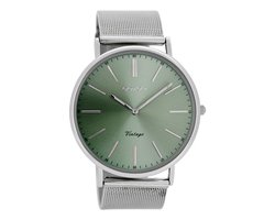 Zilverkleurige OOZOO horloge met zilverkleurige metalen mesh armband - C8175