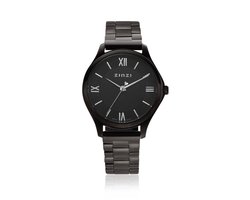 ZINZI Classy Mini horloge 30mm zwarte wijzerplaat zwarte stalen kast en band ziw1237