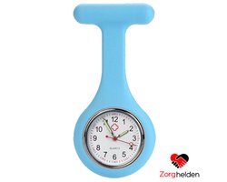 Zorghelden® Zusterhorloge Lichtblauw - Verpleegkundige horloge - Verpleegkundige accessoires - Zusterhorloge siliconen - Verpleegkundige cadeau - Verpleegstershorloge