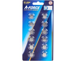 12 X | Knoopcelbatterijen LR44 | A-Force Knoopcel Batterijen Voordeel verpakking | Universeel | AG 13 | 1.5V 120 mAh|