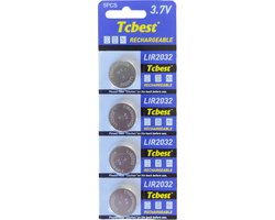 4 Stuks - LIR2032 3.6V 40mAh oplaadbare Li-ion knoopcel batterij