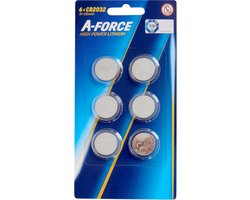 6X Knoopcelbatterijen |Batterij A Force Lithium 3 Volt Speciaal | Universeel | CR2032| Afstands Bediening Auto sleutels | rookmelders en weegschalen